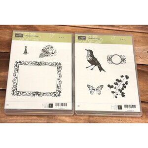 NIP STAMPIN' UP! 126612 PAPAYA COLLAGE 1 & 2 RUBBER CLEAR MOUNTED STAMP SET